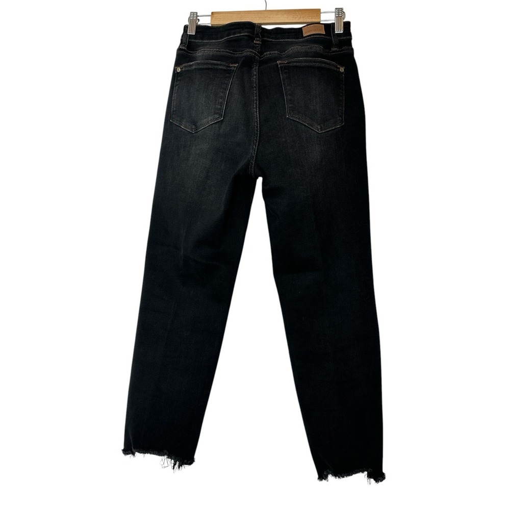 Judy Blue Cropped Straight Jeans Women Size 7 /‎ 28 Raw Hems Black Stretch - Picture 2 of 9